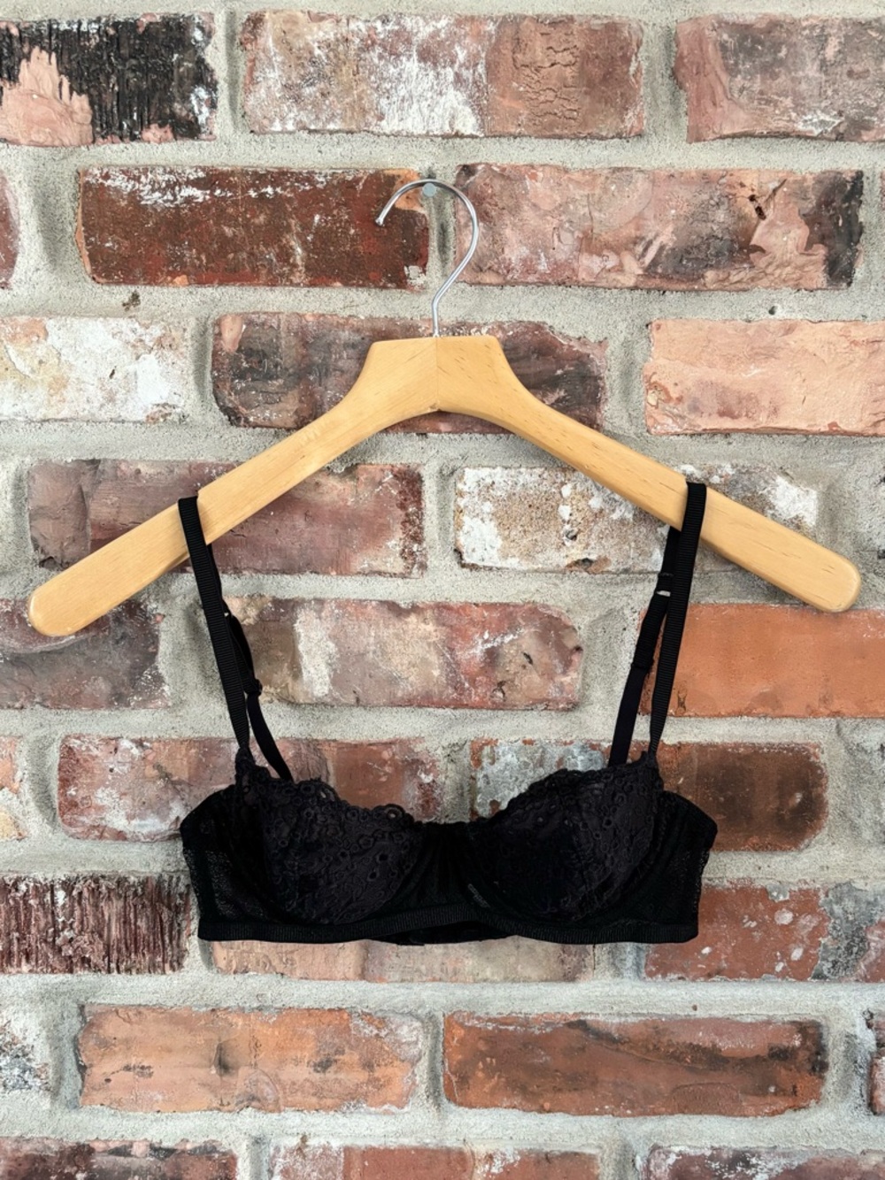 Free People Black Lace Underwire Bra, 32B